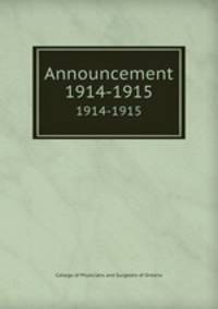 Announcement. 1914-1915