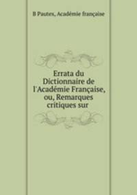 Errata du Dictionnaire de l