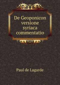 De Geoponicon versione syriaca commentatio