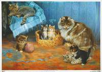 Плакат "Кошка с котятами" (А2)