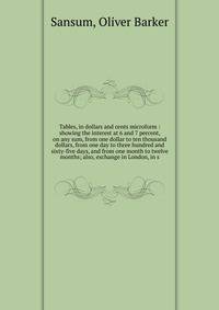 Tables, in dollars and cents microform : showing the interest at 6 and 7 percent, on any sum, from one dollar to ten thousand dollars, from one day to three hundred and sixty-five days, and from one month to twelve months; also, exchange in London, i