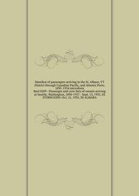 Manifest of passengers arriving in the St. Albans, VT District through Canadian Pacific, and Atlantic Ports, 1895-1954 microform