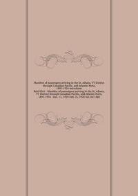 Manifest of passengers arriving in the St. Albans, VT District through Canadian Pacific, and Atlantic Ports, 1895-1954 microform