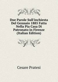 Due Parole Sull'inchiesta Del Gennaio 1885 Fatta Nella Pia Casa Di Patronato in Firenze (Italian Edition)