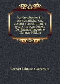 Der Grossbetrieb Ein Wirtschaftlicher Und Socialer Fortschritt: Eine Studie Auf Dem Gebiete Der Baumwollindustrie (German Edition)