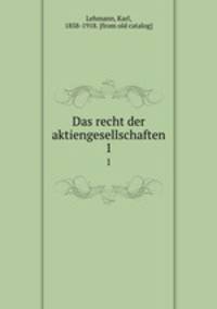 Das recht der aktiengesellschaften. 1