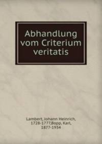 Abhandlung vom Criterium veritatis