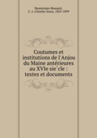 Coutumes et institutions de l