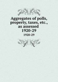 Aggregates of polls, property, taxes, etc., as assessed .. 1920-29