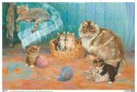 Кошка с котятами. Плакат