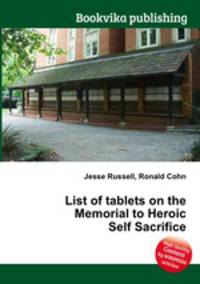 List of tablets on the Memorial to Heroic Self Sacrifice