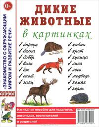 Дикие животные в картинках. Наглядное пособие для педагогов, логопедов, воспитателей и родителей. А4