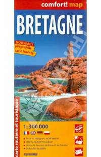 Bretagne. Бретань. Ламинированная карта 1:300 000