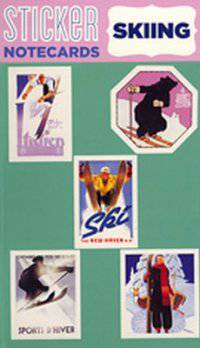 Skiing. Sticker Notecard