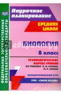 Биология. 8 класс. Технологические карты уроков по учебнику Н.И. Сонина, М.Р. Сапина. ФГОС