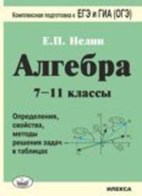 Алгебра. 7-11 класс. Определения, свойства, методы решения задач - в таблицах