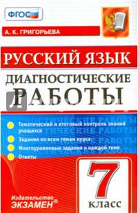 Диагностические работы. Русский язык. 7 класс. 10 вариантов. Типовые задания. ФГОС