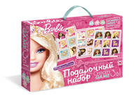 Barbie.Подарочный наб.3в1.Лото.Мемо.Домино+3мини-пазла.коробка с ручкой.00265