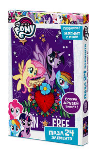 Пазл 24 эл. Пони. Флаттершай, Сумеречная Искорка и Радуга Дэш+фигурка с магнитиком