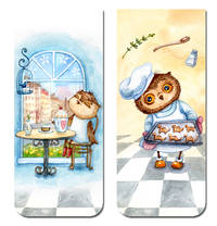 Магнитная закладка. Сова в кафе (большая закладка)