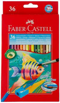 Акварельные карандаши COLOUR PENCILS с кисточкой, набор цветов, в картонной коробке, 36 шт.