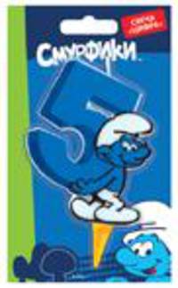 Свеча цифра &quot;5&quot;, СМУРФИКИ
