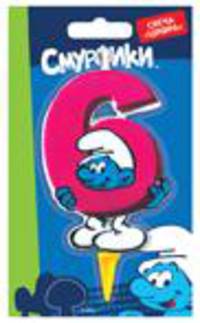 Свеча цифра &quot;6&quot;, СМУРФИКИ