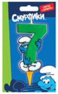 Свеча цифра &quot;7&quot;, СМУРФИКИ