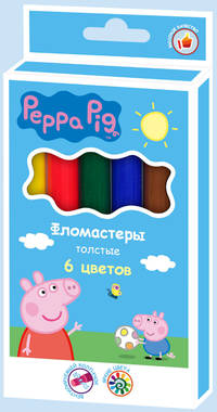 Фломастеры толстые 6 цветов тм &quot;Peppa Pig&quot;