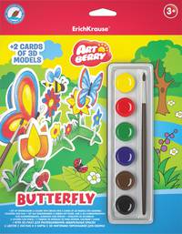Игровой 3D пазл для раскрашивания Artberry/Butterfly (краски акварельные 6цв+2 карты с фигур д/сборки) (Разноцветн)
