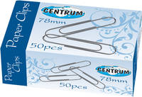 Скрепки канцелярские никелированные 78мм; 50 штук в картонной коробке.