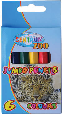 Карандаши цветные &quot;JUMBO ZOO&quot; 6 цветов короткие шестигранные заточенные в прозрачной упаковке с европодвесом. Длина 88мм, диаметр 9,5мм..