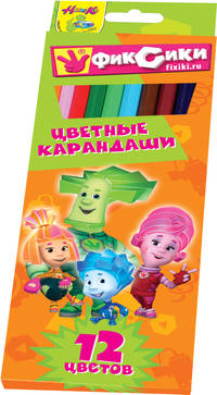 Карандаши цветные, 12 цветов. Фиксики.