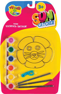 Витражная картинка "Музыка ветра" в блистере (6 акриловых красок, пластиковый витраж, кисточка),размер ,подвесные палочки-звоночки 10*14 см.