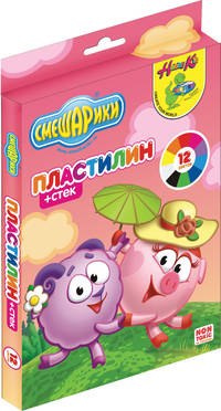 Пластилин 12 цв.СМЕШАРИКИ в европодвесе, картон 84398
