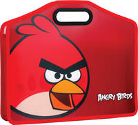 Папка д-портфель,пластик 0,55мм Angy birds ,формат А4,размер 37*32см,красная