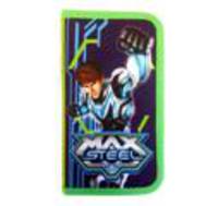 Пенал корпусный &quot;Max Steel&quot;, 19*10 см, полиэстер, 210 ден, сине-салатовый