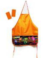 Фартук для труда с карманами "Фиксики",оранжевый, полноцветная печать, ткань - полиэстер 210 ден,в комплект входят нарукавники.