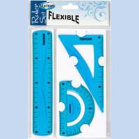 Набор линеек FLEXIBLE: 20см линейка,треугольник,транспортир прозрачный пластик), в ПВХ упаковке 86917