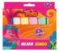 Мелки цветные &quot;Тролли&quot;, JUMBO, 6 штук 87545