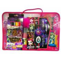 Набор для школьника &quot;Monster High&quot;, состав: папка для тетрадей А3 (-), карандаши цветные, набор- ручка авто/шар., карандаш ч/г, точилка, ластик, кара