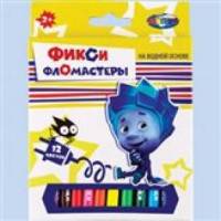 Фломастеры &quot;Фиксики&quot;, 12 цв.в картоной упаковке, европодвес, на водной основе. Длина 95 мм, диаметр 14 мм. 87692