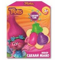 Набор сделай мыло &quot;Тролли&quot;, в наборе: мыльная основа (3 куска мыла по 25 г.), корекс с 2 формами для мыла (сердечко, прямоугольник), инструкция на упа