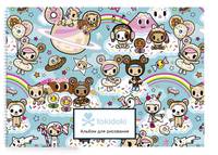 Вселенная tokidoki. Пончики. Альбом для рисования (бирюзовый) (формат А4, офсет 160 гр., 50 страниц, евроспираль, с заданиями)