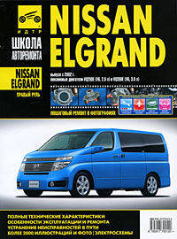 Nissan Elgrand (правый руль). Руководство по эксплуатации, тех. обслуживанию и ремонту. С 2002 г.