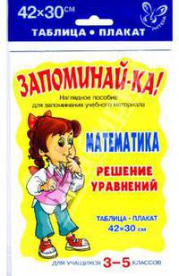 Математика. Решение уравнений. Таблица-плакат для учащихся 3-5 классов