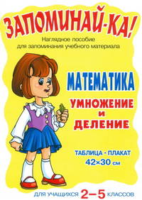Запоминай-ка! Математика. Умножение и деление. Для учащихся 2-5 класса: Наглядное пособие для запоминания учебного материала (таблица-плакат 42х30 см.)