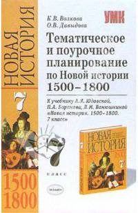 Тематическое и поурочное планирование по Новой истории. 1500-1800: 7-й класс