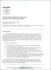 Coping With Corporate Campaigns : Patterns of Activist Intrusion