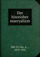 Der hisorisher maeryalizm, 880-01 Zas, A. ., 1879-1931 